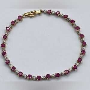 14K Elegant Ruby and Diamond Tennis Bracelet